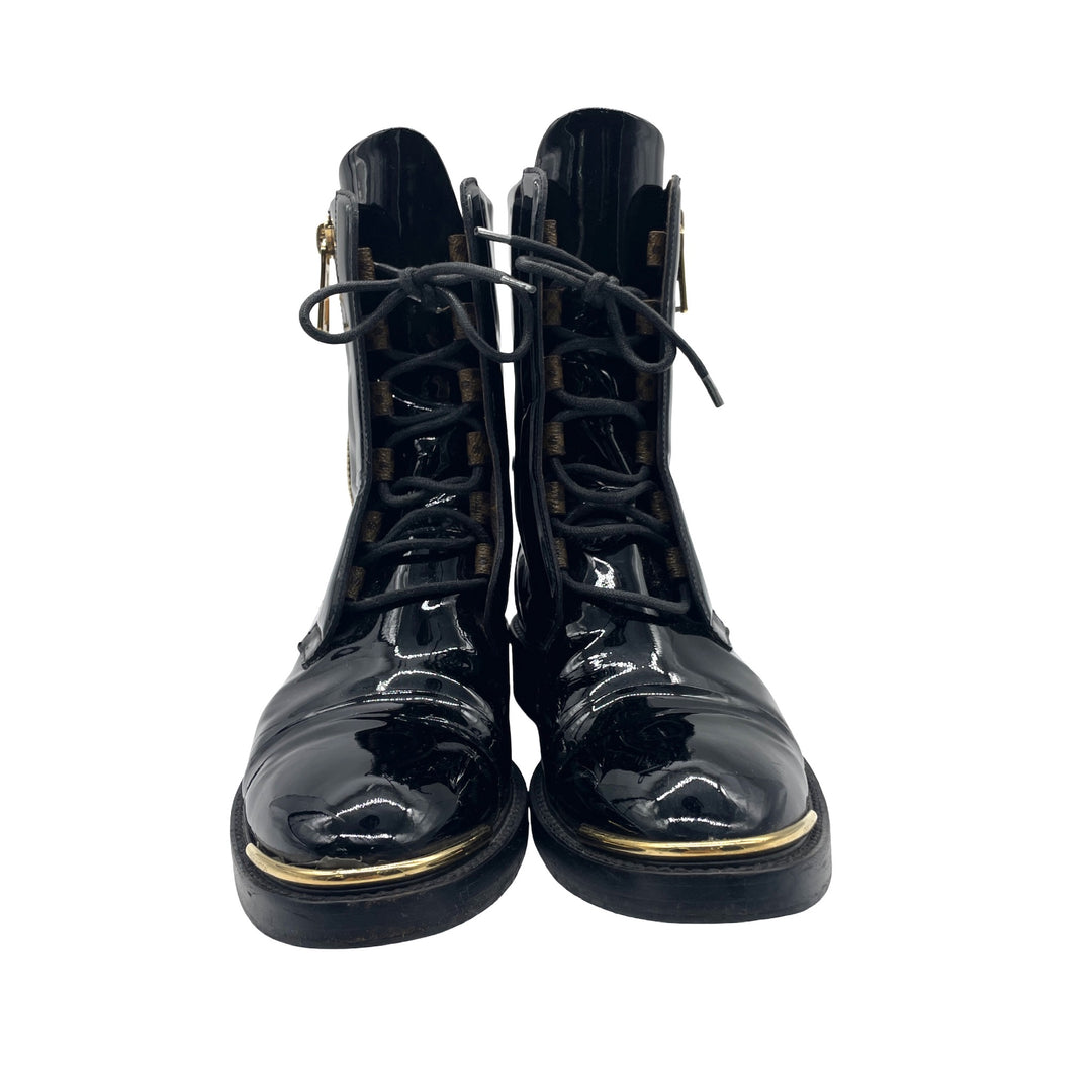 Botas Louis Vuitton Patent Leather Combat Boots T.39