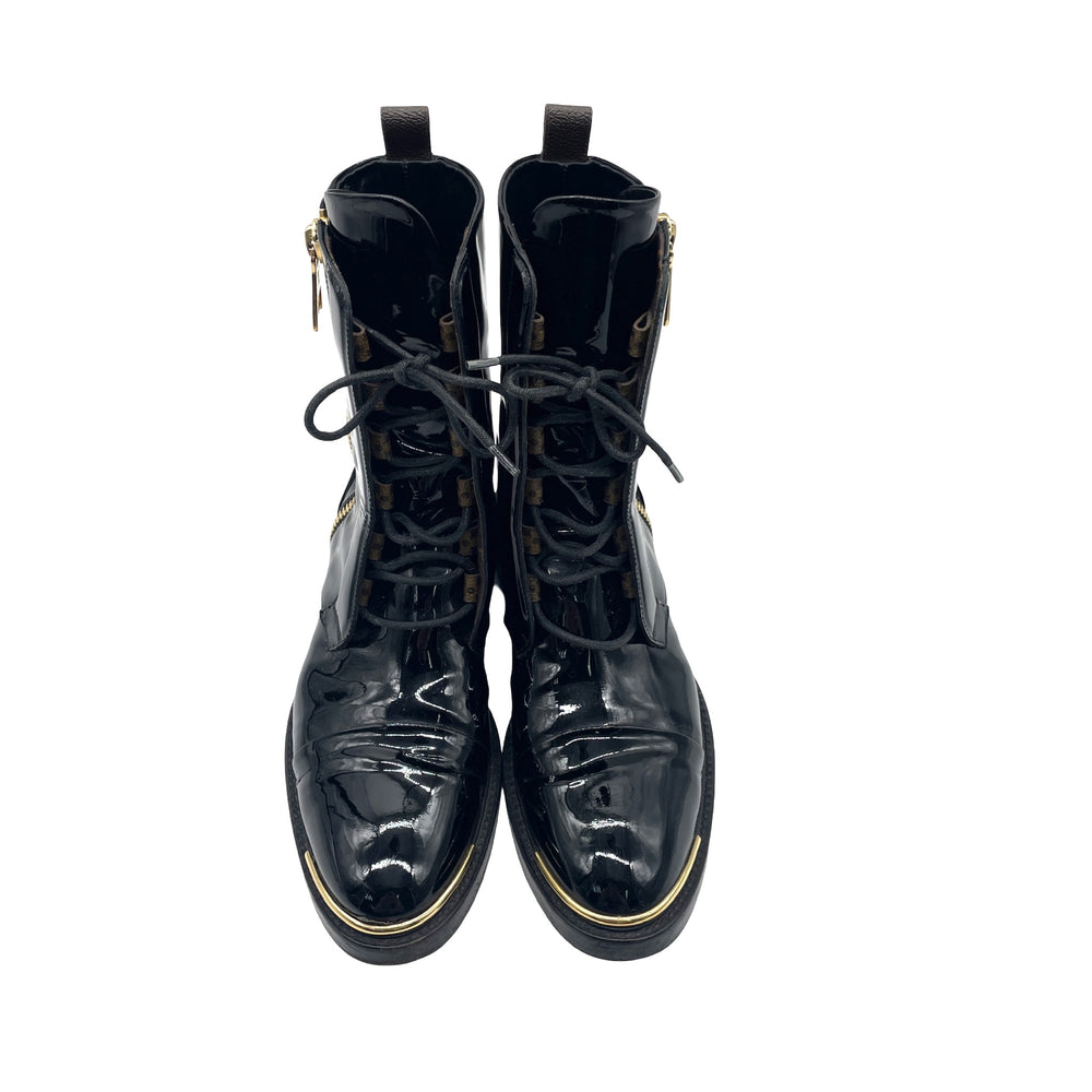 Botas Louis Vuitton Patent Leather Combat Boots T.39