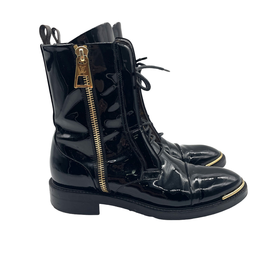 Botas Louis Vuitton Patent Leather Combat Boots T.39