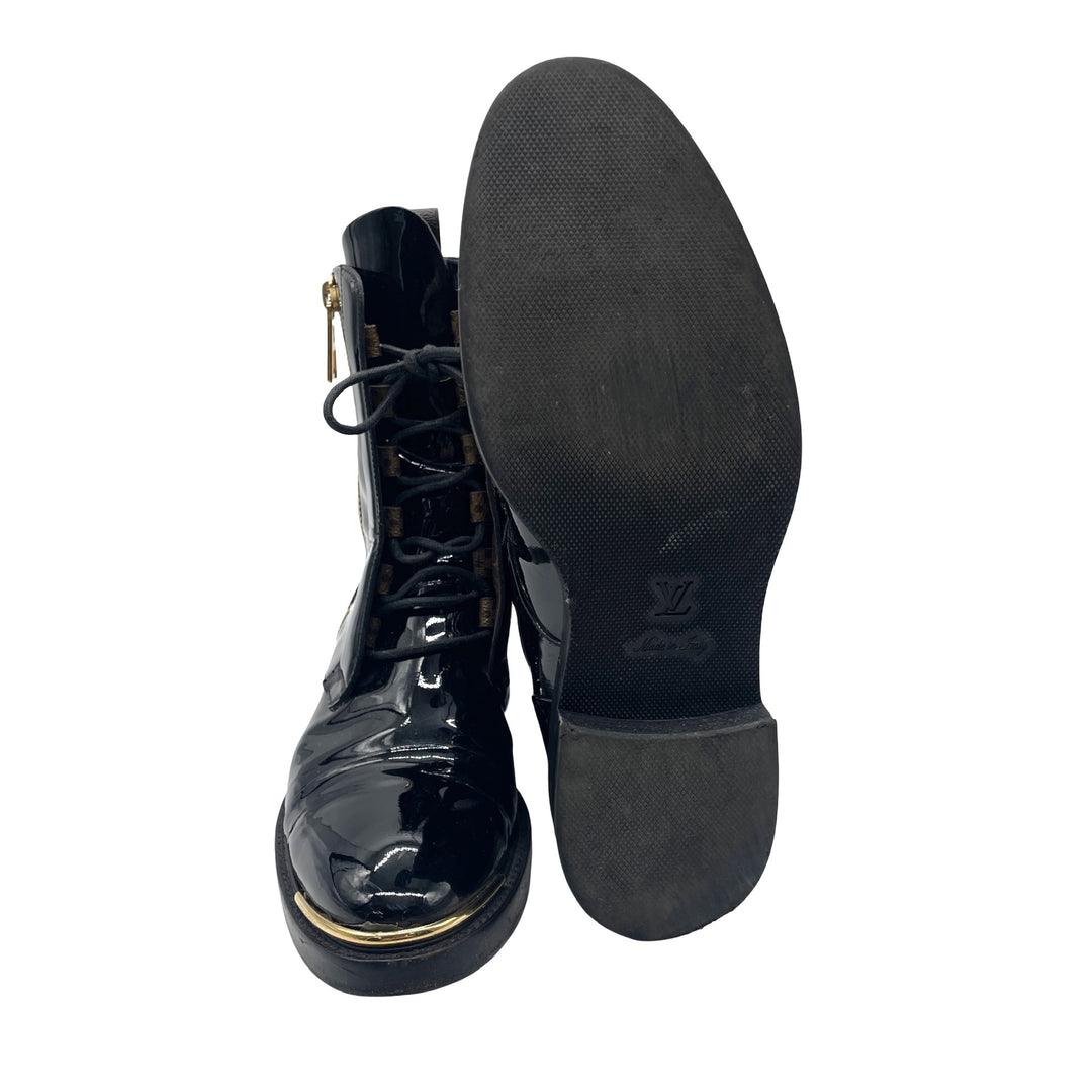 Botas Louis Vuitton Patent Leather Combat Boots T.39